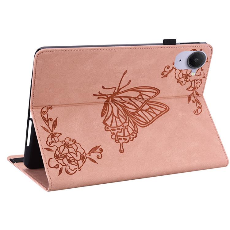Funda de cuero con relieve de mariposa para tableta Xiaomi Redmi K Pad de 8,8 pulgadas (oro rosa)