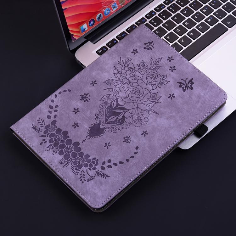 Funda de cuero con relieve mariposa rosa para Redmi Pad 2 / Redmi Pad SE 11 2025 (morado)