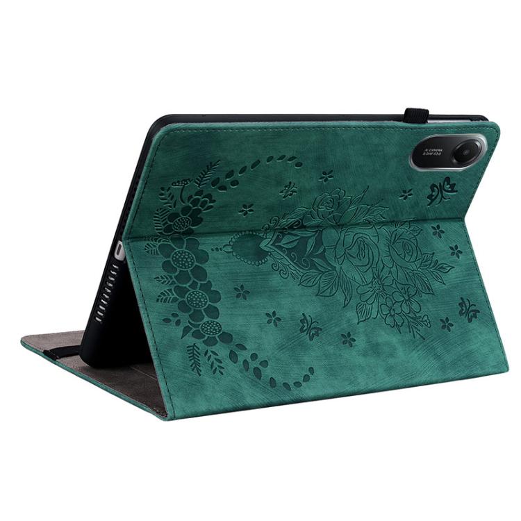 Funda de cuero con relieve mariposa rosa para Redmi Pad 2 / Redmi Pad SE 11 2025 (verde)