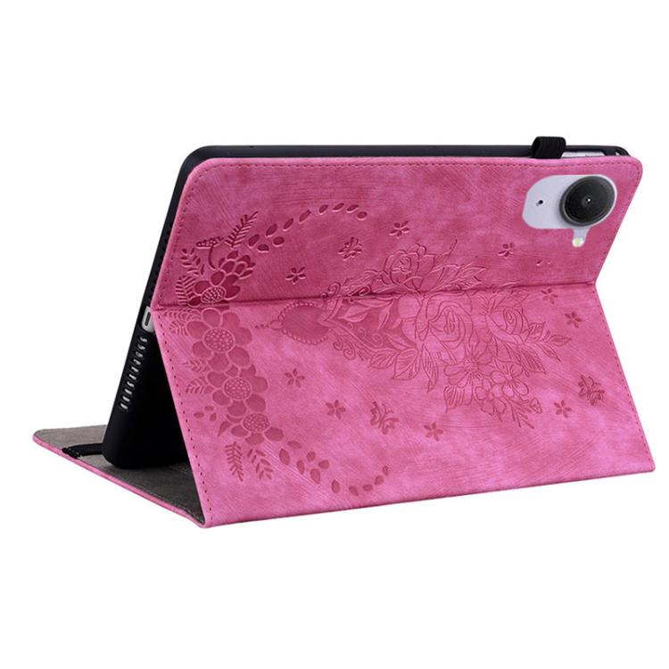 Funda de cuero con relieve de mariposa rosa para tableta Xiaomi Redmi K Pad de 8,8 pulgadas (rojo rosa)