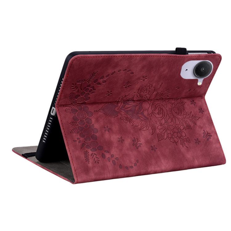 Funda de cuero con relieve mariposa rosa para tableta Xiaomi Redmi K Pad de 8,8 pulgadas (roja)
