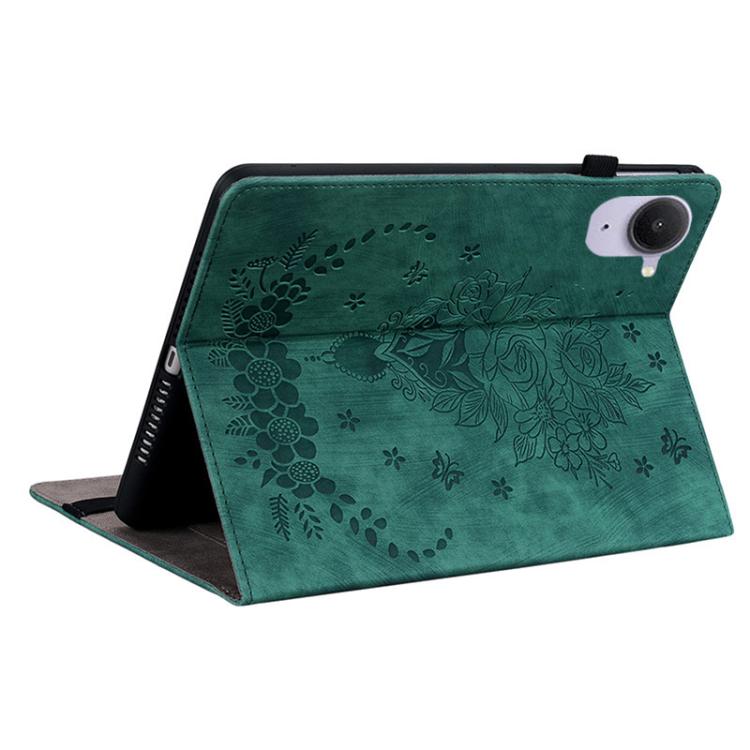 Funda de cuero con relieve mariposa rosa para tableta Xiaomi Redmi K Pad de 8,8 pulgadas (verde)