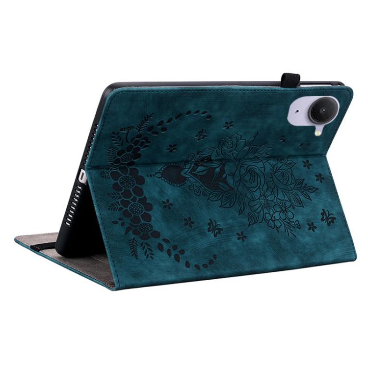 Funda de cuero con relieve mariposa rosa para Xiaomi Redmi K Pad de 8,8 pulgadas (azul oscuro)