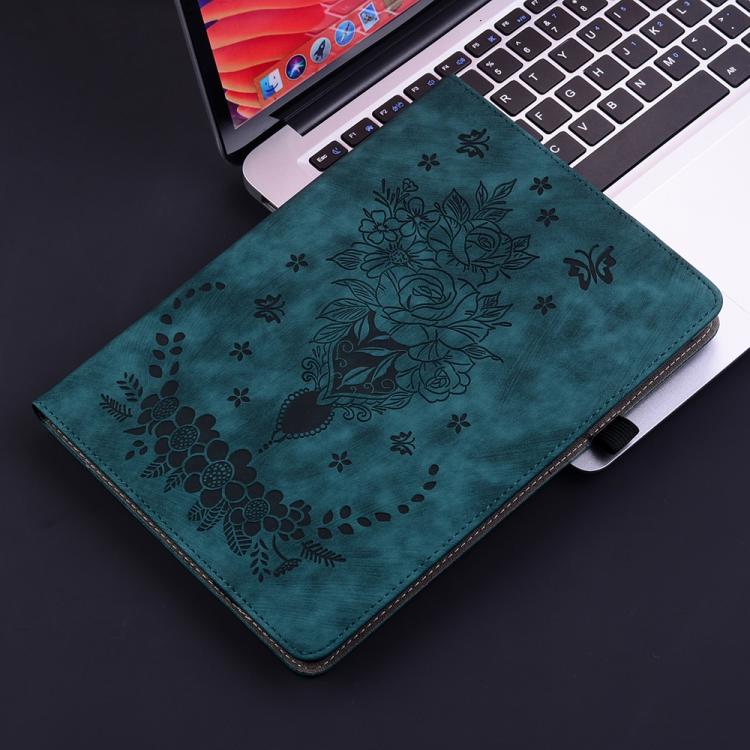 Funda de cuero con relieve mariposa rosa para Xiaomi Redmi K Pad de 8,8 pulgadas (azul oscuro)