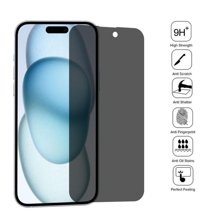 Película de Vidrio Templado Antiespía para iPhone 15 Pro y 15 Cubierta Completa Alta Transparencia (25 Piezas) - MOVILSTORE