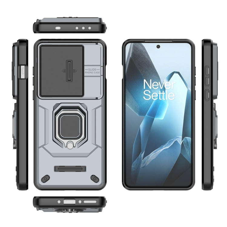 Funda para OnePlus 13 5G a Prueba de Golpes con Soporte y Carcasa Deslizante TPU + PC (Gris)