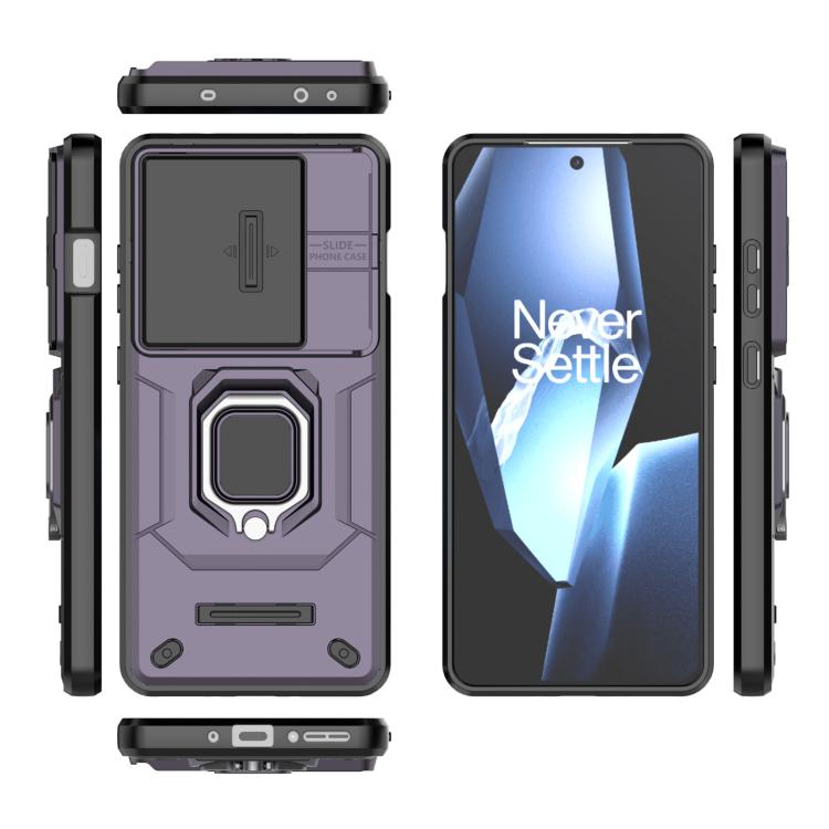 Funda para Teléfono OnePlus Ace 5/Ace 5 Pro con Soporte y Carcasa Deslizante TPU y PC (Morado)