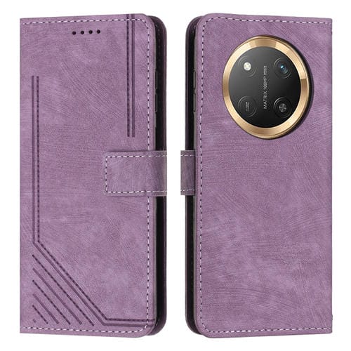 Funda de Cuero Honor X9C/X60 Pro con Diseño de Rayas y Tacto Sedoso (Morado)