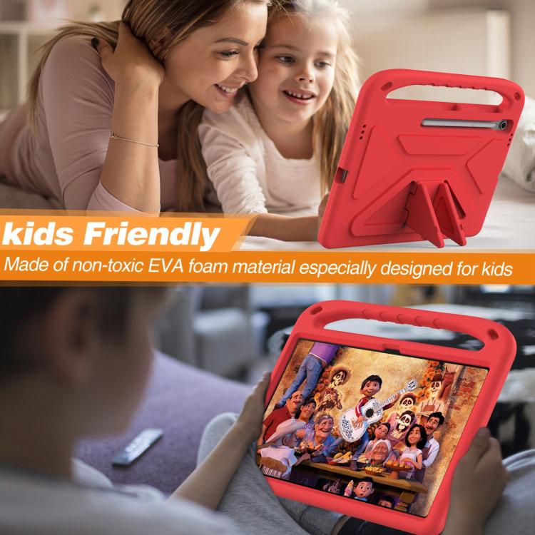 Funda de EVA a prueba de golpes con asa y soporte para Samsung Galaxy Tab S10 FE+ (roja)