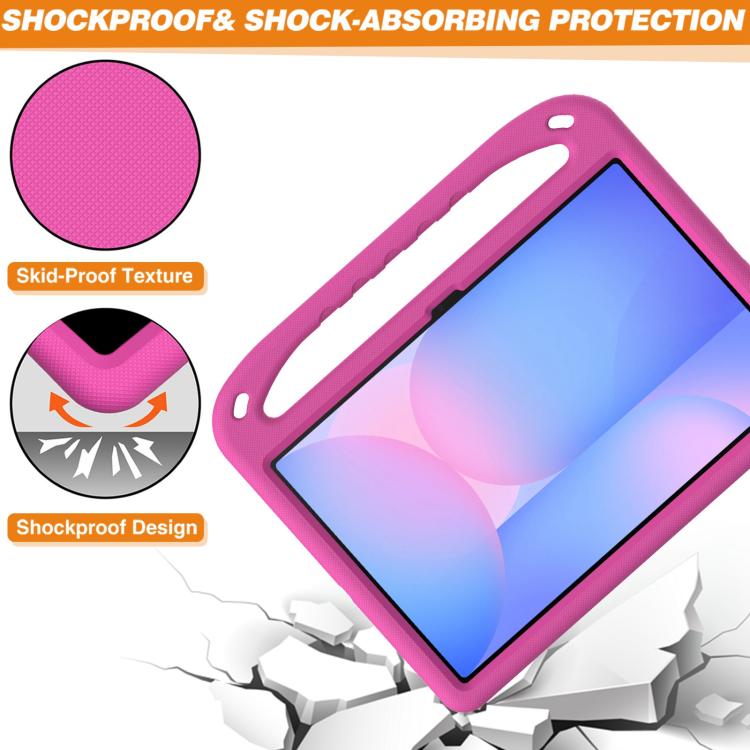 Funda de EVA a prueba de golpes con asa y soporte para Samsung Galaxy Tab S10 FE+ (rosa y rojo)