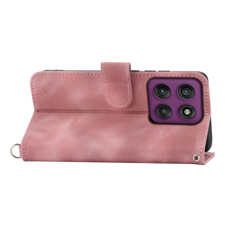 Funda de cuero con relieve de flores para Motorola Edge 60 Pro (rosa)