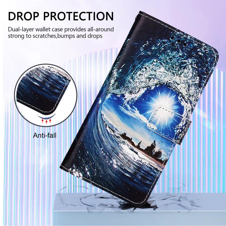 Funda de Cuero Huawei Nova 13 y Nova 12 con Patrón de Dibujo de Colores (Ondas y Sol)