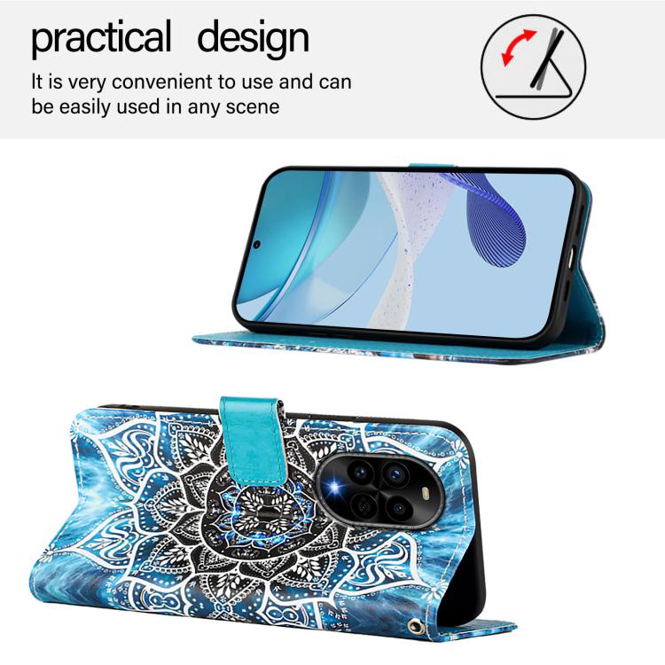 Funda de Teléfono Cuero Huawei Nova 13 Pro con Tejido Liso y Patrón Mandala (Submarino)
