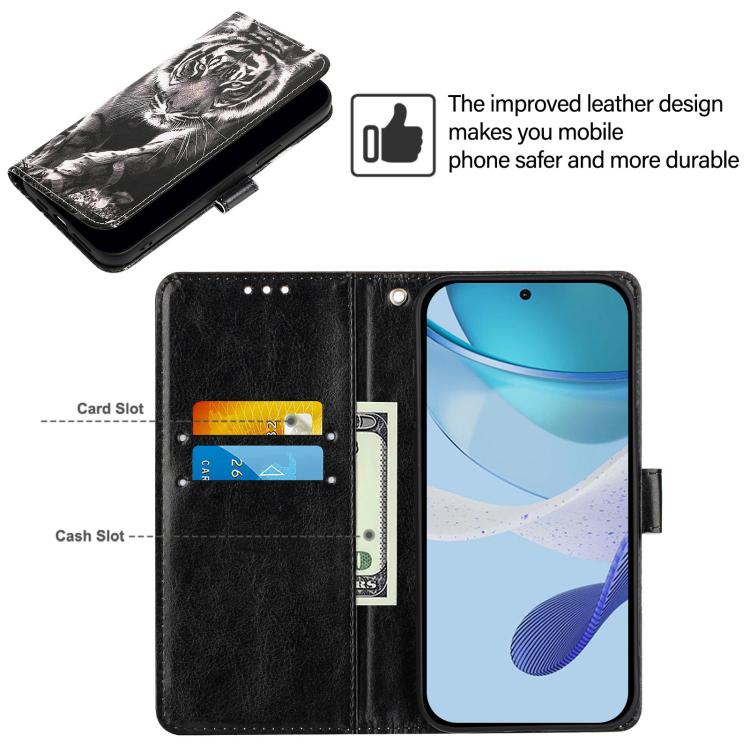Funda de Cuero para Huawei Nova 13 Pro con Patrón Tigre Blanco y Negro