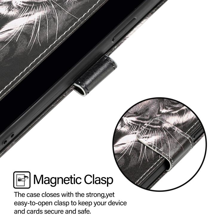 Funda de Cuero para Huawei Nova 13 Pro con Patrón Tigre Blanco y Negro