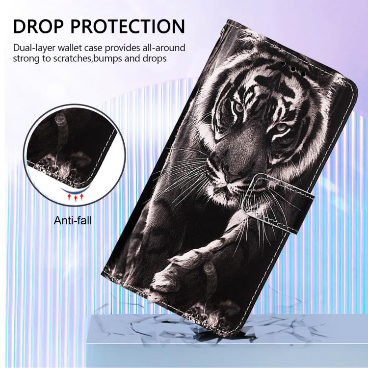 Funda de Cuero para Huawei Nova 13 Pro con Patrón Tigre Blanco y Negro
