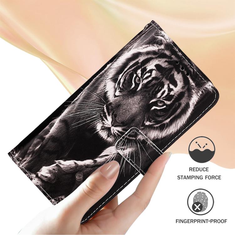 Funda de Cuero para Huawei Nova 13 Pro con Patrón Tigre Blanco y Negro