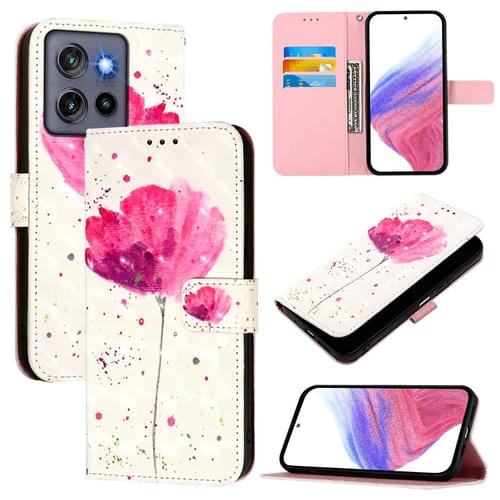 Funda de Cuero con Tapa Horizontal y Pintura 3D para Motorola Edge 50 Neo (Flor)