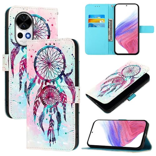 Funda de Cuero con Tapa Horizontal y Pintura 3D para Huawei Nova 13/Nova 12 (Campanas de Viento)