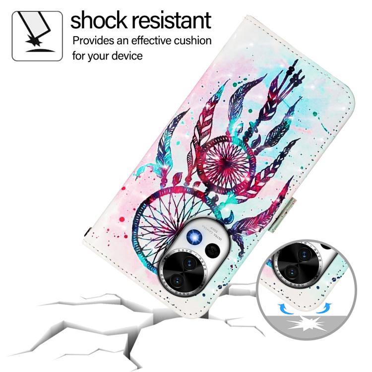 Funda de Cuero con Tapa Horizontal y Pintura 3D para Huawei Nova 13/Nova 12 (Campanas de Viento)