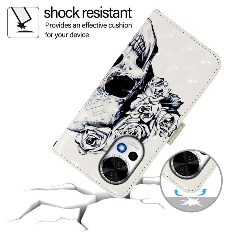 Funda de Cuero con Tapa Horizontal y Pintura 3D para Huawei Nova 13/Nova 12 (Calavera)