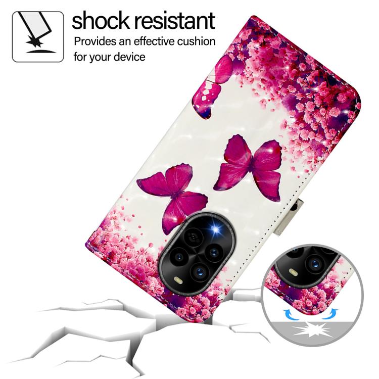 Funda de Cuero con Tapa Horizontal y Pintura 3D para Huawei Nova 13 Pro (Mariposa Rosa)