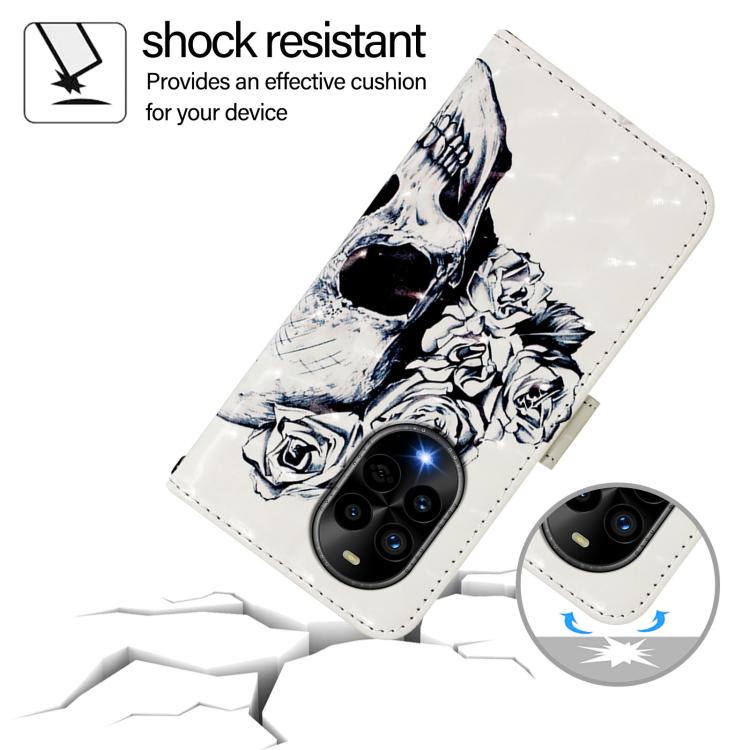 Funda de Cuero con Tapa Horizontal y Pintura 3D para Huawei Nova 13 Pro (Calavera)