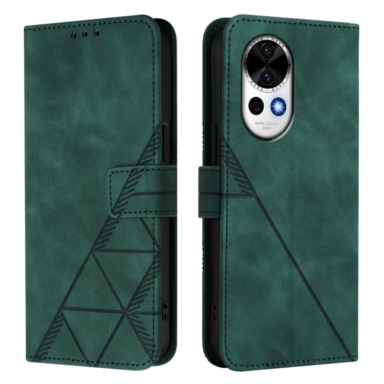 Funda de Cuero con Tapa y Relieve 3D para Huawei Nova 13/Nova 12 (Verde Oscuro)