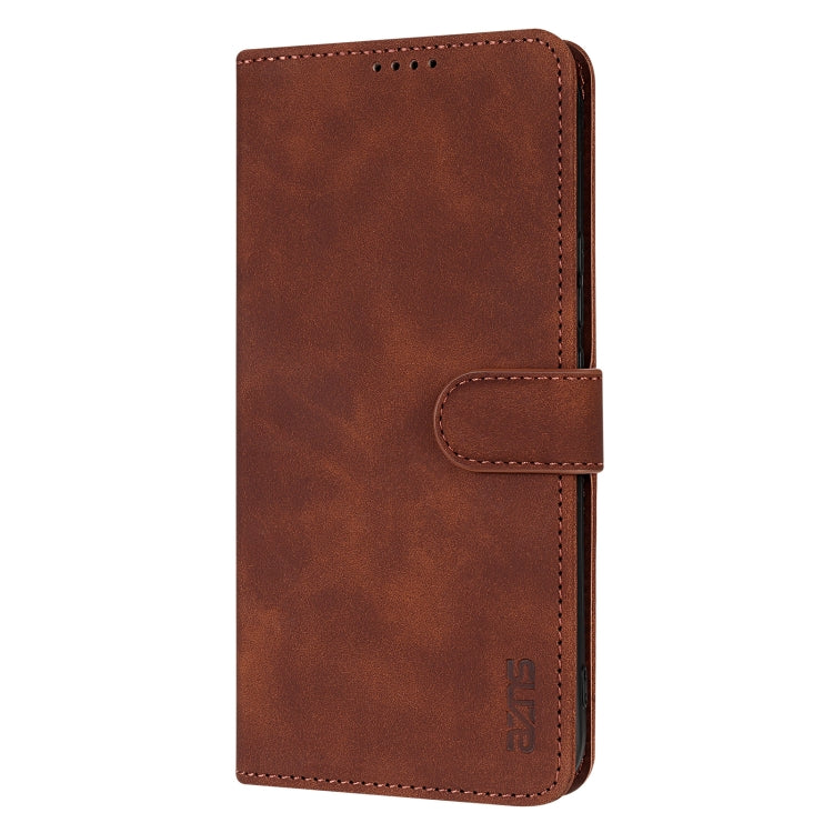 Funda de Piel Sintética con Tapa y Textura de Piel de Becerro Azns para Huawei Mate 70 Pro/70 Pro+ (Marrón)