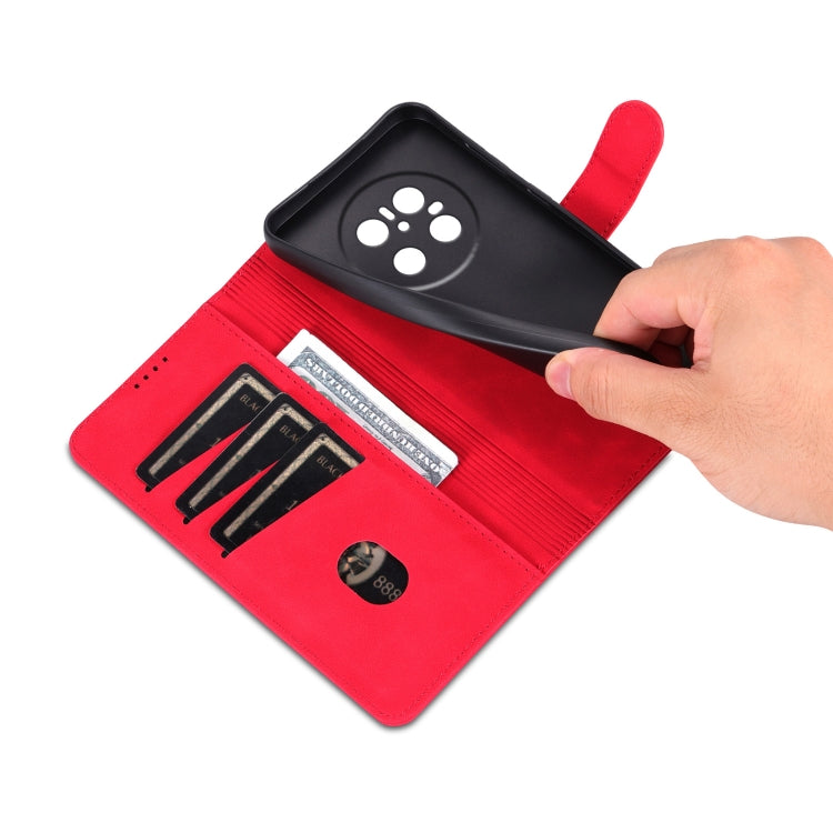 Funda de Piel Sintética con Tapa y Textura de Becerro Azns para Huawei Mate 70 Pro/70 Pro+ (Rojo)