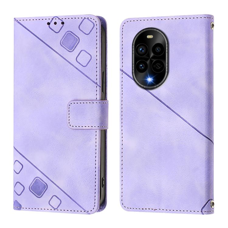 Funda de Piel con Relieve para Teléfono Huawei Nova 13 Pro (Morado Claro)