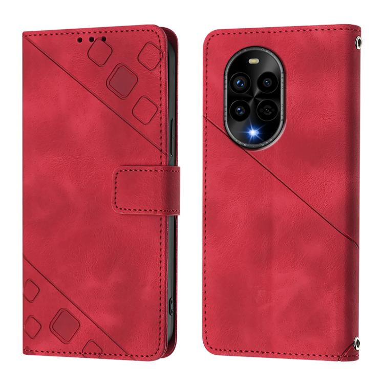 Funda de Piel con Relieve para Teléfono Huawei Nova 13 Pro (Roja)
