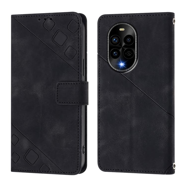 Funda de Piel con Relieve para Teléfono Huawei Nova 13 Pro (Negra)