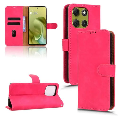 Funda de cuero con tapa magnética para Motorola Moto G86 5G (rosa)