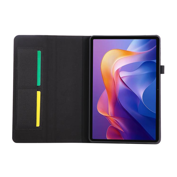 Funda de cuero con tapa horizontal y textura de tela para Xiaomi Redmi Pad 2 (negro)