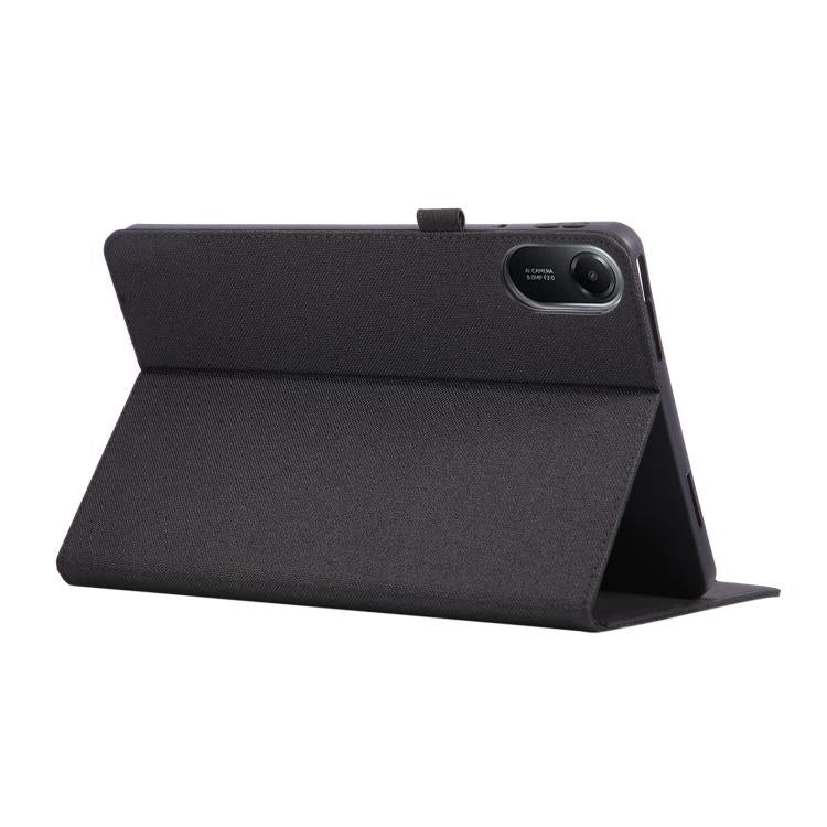 Funda de cuero con tapa horizontal y textura de tela para Xiaomi Redmi Pad 2 (negro)