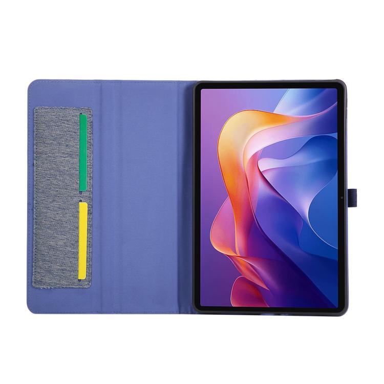 Funda de cuero con tapa horizontal y textura de tela para Xiaomi Redmi Pad 2 (azul)