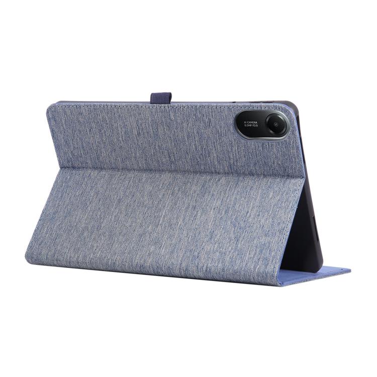 Funda de cuero con tapa horizontal y textura de tela para Xiaomi Redmi Pad 2 (azul)