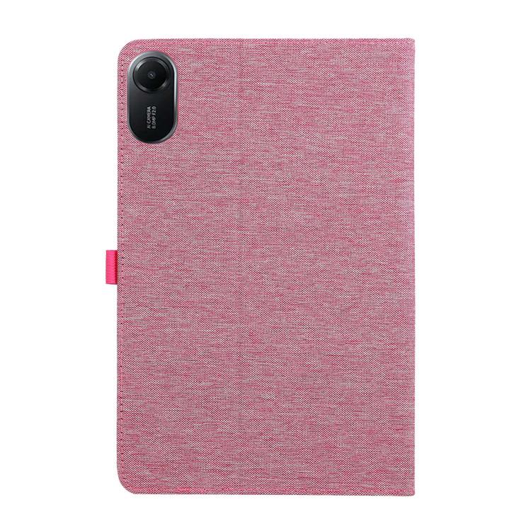 Funda de cuero con tapa horizontal y textura de tela para Xiaomi Redmi Pad 2 (rosa y rojo)