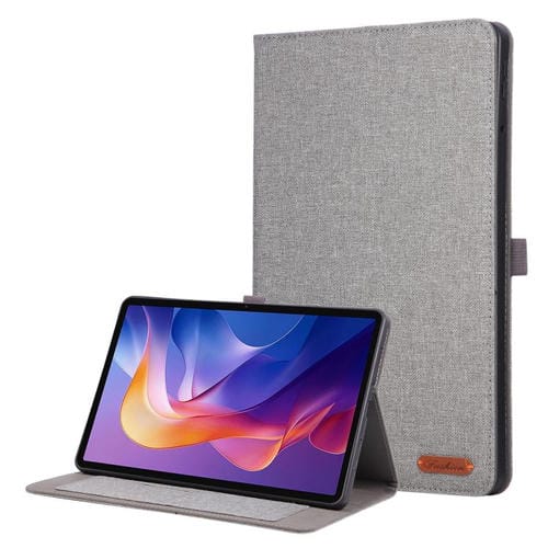 Funda de cuero con tapa horizontal y textura de tela para Xiaomi Redmi Pad 2 (gris)