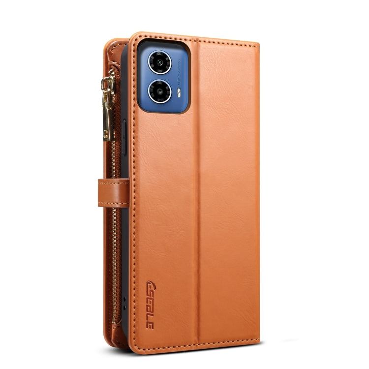 Estuche de Cuero Rfid con Cremallera y Cordón para Motorola Moto G34 5G/G45 5G Eseble Star Series (Marrón)