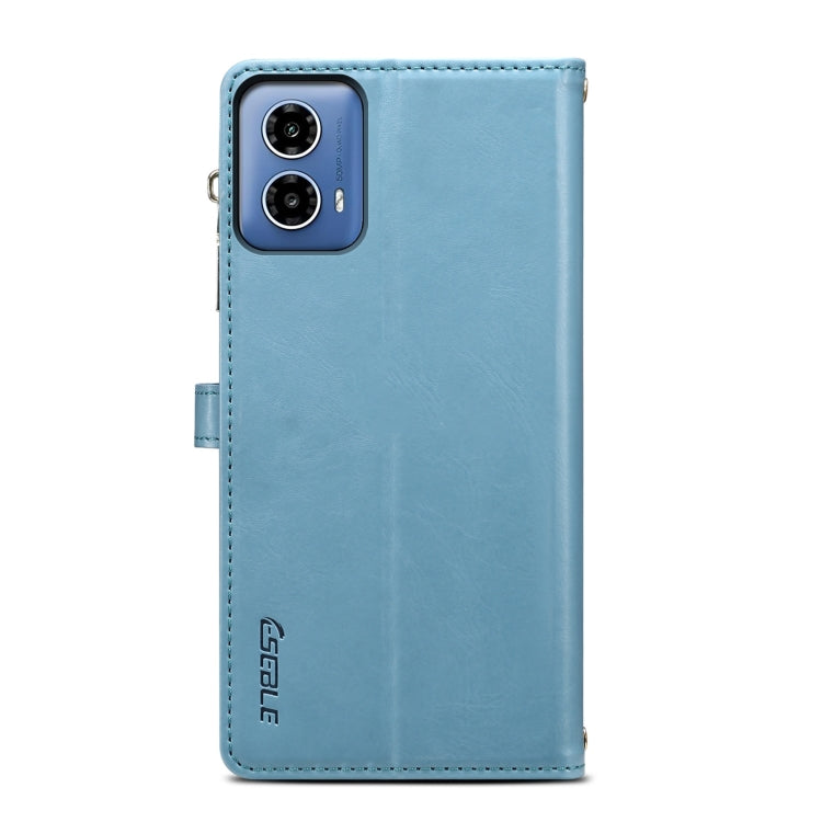 Estuche de Cuero Rfid con Cremallera y Cordón para Motorola Moto G35 Eseble Star Series (Azul)