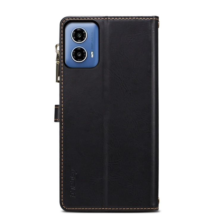 Estuche de Cuero Rfid con Cremallera y Cordón para Motorola Moto G35 Eseble Star Series (Negro)