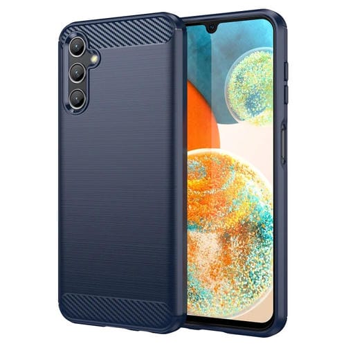 Funda de Teléfono Samsung Galaxy M44 5G TPU Fibra de Carbono Textura Cepillada (Azul)