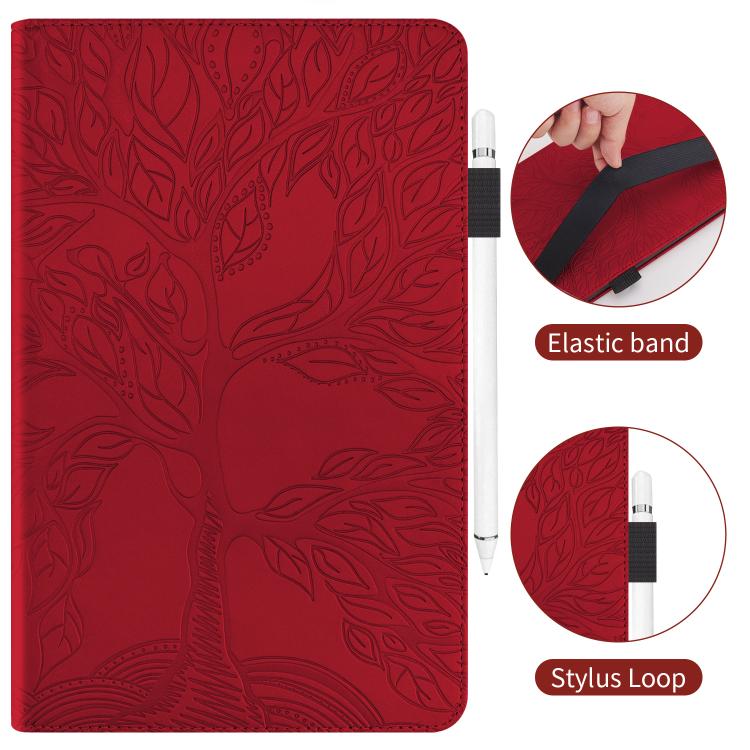 Funda de cuero con relieve para tableta Xiaomi Redmi K Pad Tree Life Series (roja)