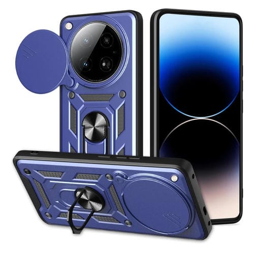 Funda para Teléfono Infinix Zero 40 4G con Cubierta Deslizante para Cámara de TPU y PC (Azul)
