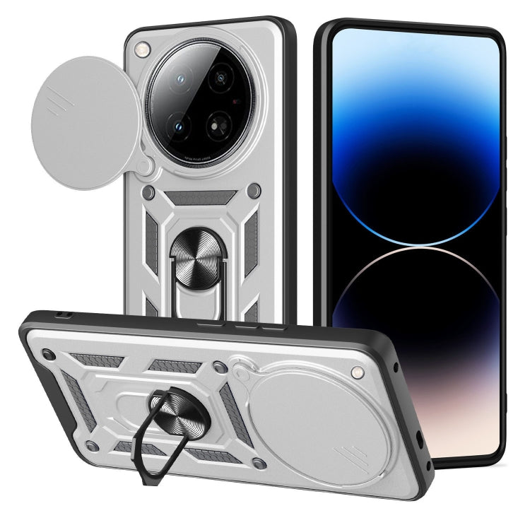 Funda para Teléfono Infinix Zero 40 4G con Cubierta Deslizante para Cámara de TPU y PC (Plateada)