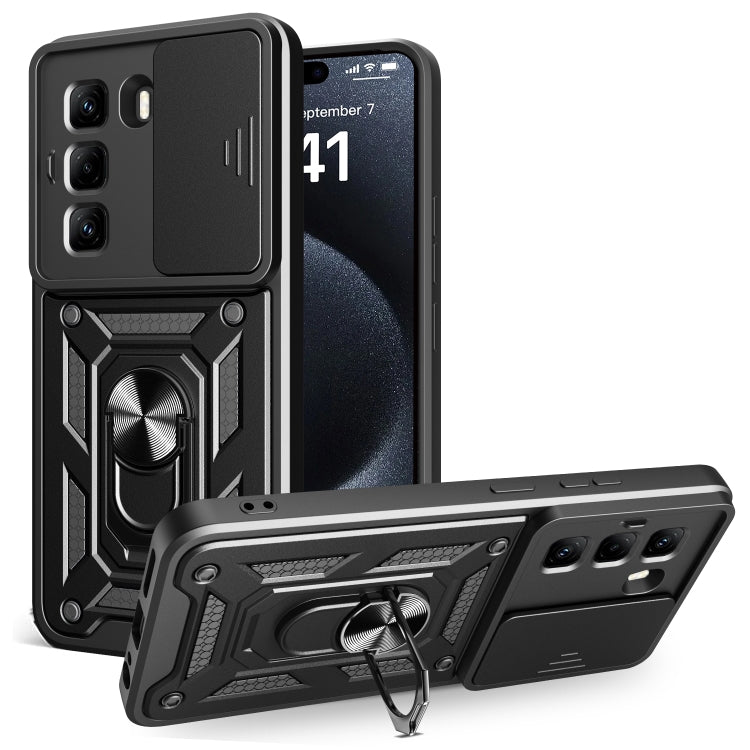 Funda para Teléfono Infinix Hot 50 Pro 4G con Cámara Deslizante TPU y PC (Negra)