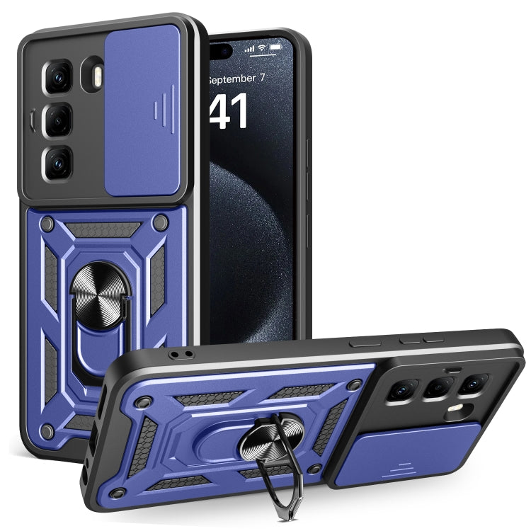 Funda para Teléfono Infinix Hot 50 Pro 4G con Cámara Deslizante TPU y PC (Azul)