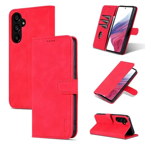 Funda para Samsung Galaxy A35 5G Azns Skin Feel Calf Texture con Tapa (Rojo)